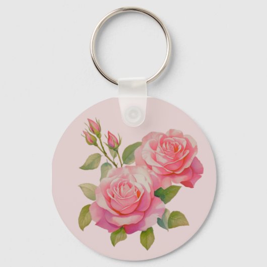 Roze rozen sleutelhanger (Voorkant)