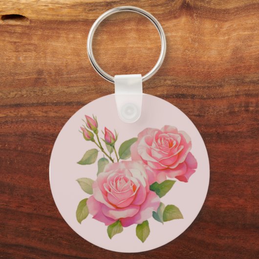 Roze rozen sleutelhanger (Voorkant)