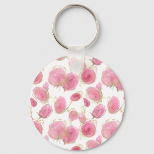Roze rozen sleutelhanger