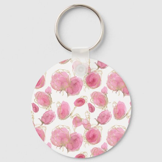 Roze rozen sleutelhanger (Voorkant)