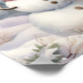 Roze Rozen, Sneeuwman Kerstdorp Poster (Hoek)