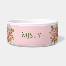   roze rozen, speciaal gepersonaliseerd voerbakje