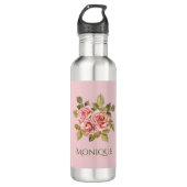   roze rozen, speciaal gepersonaliseerd   waterfles  (Voorkant)