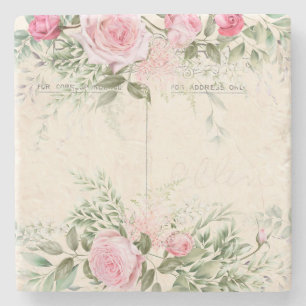 Roze Rozen Stenen Onderzetter Vintage
