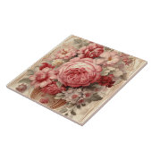 Roze rozen tegeltje (Zijkant)