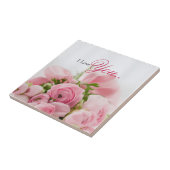 Roze rozen tegeltje (Zijkant)