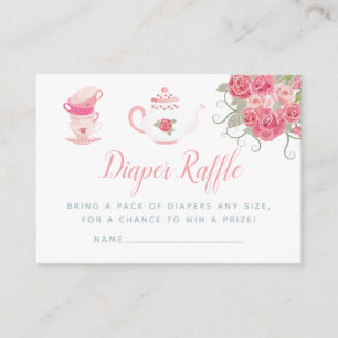 Roze Rozen Thee Feestje Baby Shower Luier Raffle Informatiekaartje