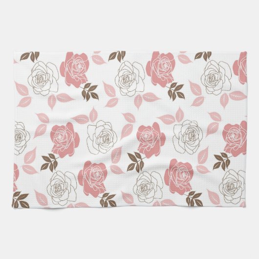 Roze rozen theedoek (Horizontaal)