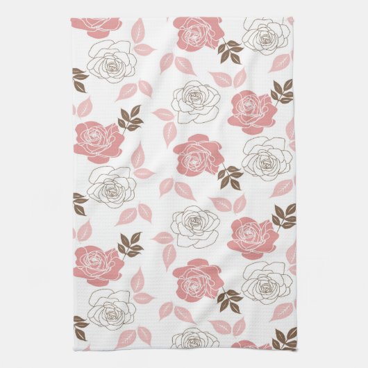 Roze rozen theedoek (Verticaal)