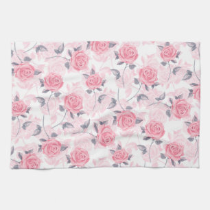 Roze rozen theedoek