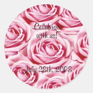Roze rozen ticker ronde sticker