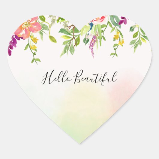 Roze Rozen Tie Dye Floral Hart Sticker (Voorkant)