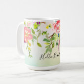 Roze Rozen Tie Dye Floral Koffiemok (Voorkant links)