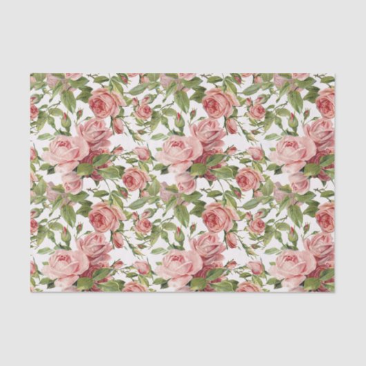   roze rozen tissuepapier (Voorkant)