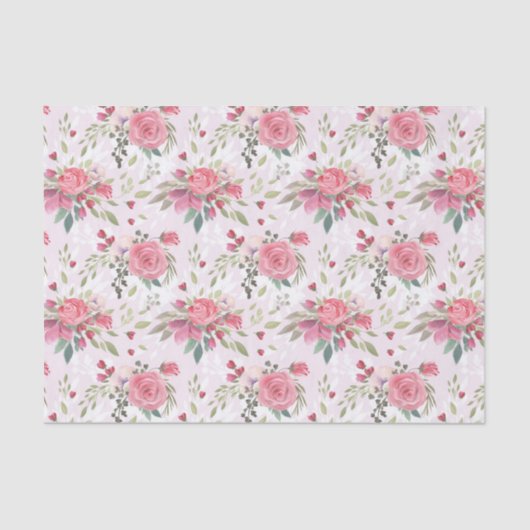 Roze rozen tissuepapier (Voorkant)