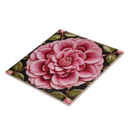 Roze Rozen Trendy Mooi Collectie Tegeltje (Zijkant)