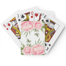 Roze rozen trendy waterverf bloemen speelkaarten