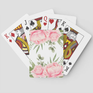 Roze rozen trendy waterverf bloemen speelkaarten