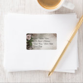 Roze Rozen Trouwadreslabel Etiket (Insitu)