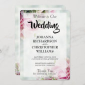 Roze Rozen Trouwprogramma Programma (Voorkant / Achterkant)