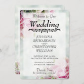 Roze Rozen Trouwprogramma Programma (Voorkant / Achterkant)