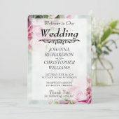 Roze Rozen Trouwprogramma Programma (Staand voorkant)