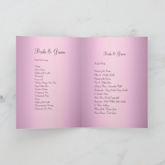 Roze Rozen Trouwprogramma Programma (Binnen)