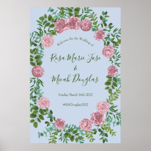 Roze Rozen Tuin Lente Huwelijk Poster