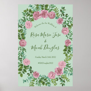 Roze Rozen Tuin Lente Huwelijk Poster