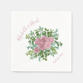Roze Rozen Tuin Lente Huwelijk Servet (Voorkant)