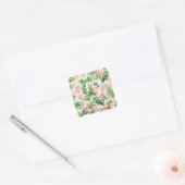 Roze Rozen Tuin Vierkante Sticker (Envelop)