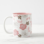 Roze rozen tweekleurige koffiemok (Links)