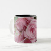 Roze rozen tweekleurige koffiemok (Voorkant links)