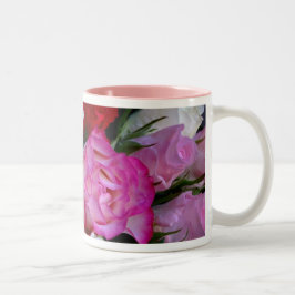 Roze rozen tweekleurige koffiemok