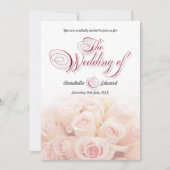 Roze Rozen Tweezijdige bruiloft uitnodiging (Voorkant)