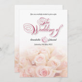 Roze Rozen Tweezijdige bruiloft uitnodiging (Voorkant / Achterkant)