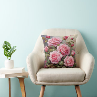 Roze Rozen uit Grootmoeders Tijd Kussen