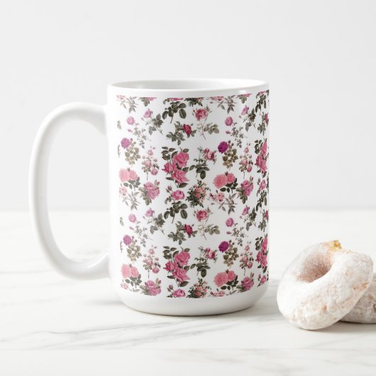 Roze Rozen uit het Antiek Koffiemok (Met donut)