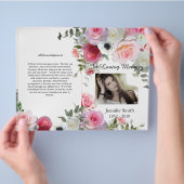 Roze Rozen Uitvaartprogramma Dubbelgevouwen Flyer (Hand)