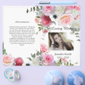 Roze Rozen Uitvaartprogramma Dubbelgevouwen Flyer (Enkel)
