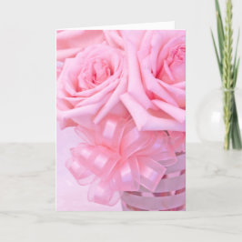 Roze rozen V Feestdagen Kaart