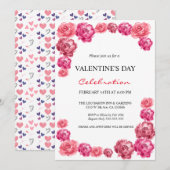 Roze rozen Valentijnsdag Partij Uitnodiging (Voorkant / Achterkant)