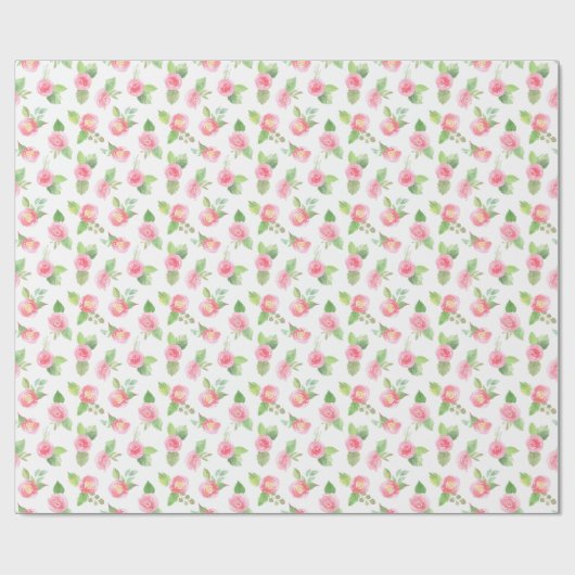 Roze Rozen van de Floral Waterverf Modern Girly Cadeaupapier (Vlak)