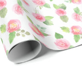 Roze Rozen van de Floral Waterverf Modern Girly Cadeaupapier (Rol Hoek)