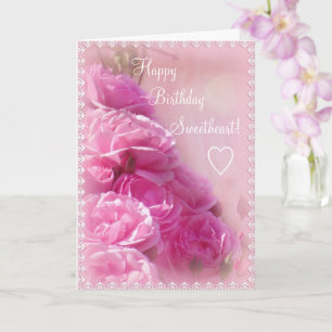 Roze Rozen Verjaardag Wenskaart Kaart