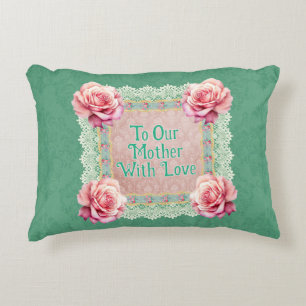 Roze Rozen Vervaagd Damask Gepersonaliseerd Accent Kussen