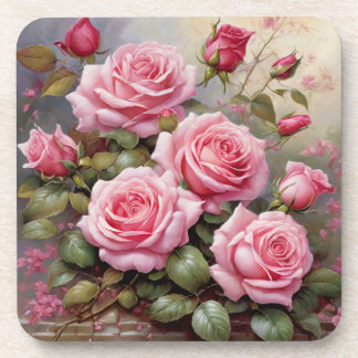 Roze Rozen Vintage Bier Onderzetter