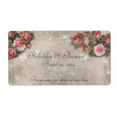 Roze Rozen & Vlinders Wijn/Waterflesetiket Etiket (Voorkant)