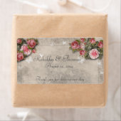 Roze rozen & vlinders wijn- / waterfleslabel etiket (Insitu)