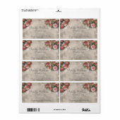 Roze rozen & vlinders wijn- / waterfleslabel etiket (Full Sheet)